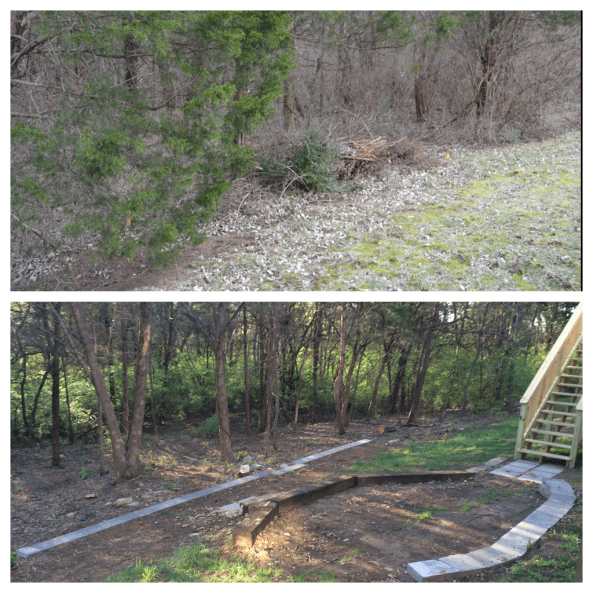 Another look at the paver patio area (to be completed later).  One of the other things you'll notice here is that we had several trees and brush cleared out from the woods.  We can now play under the shade in the woods.